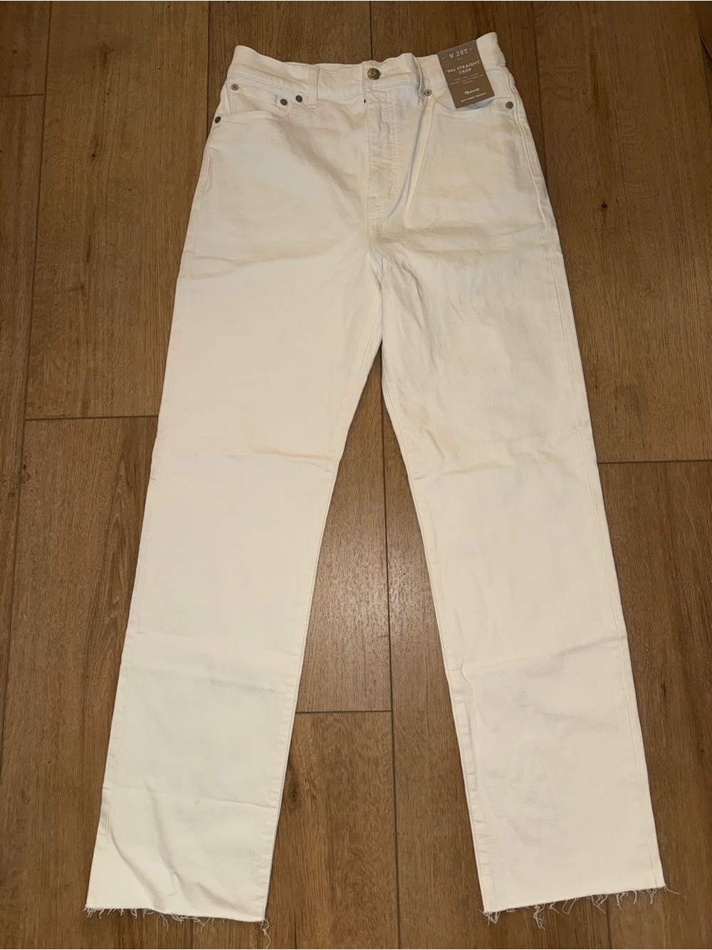 NWT Madewell ’90s Straight Crop Jeans White Raw Hem Size 28T Tall